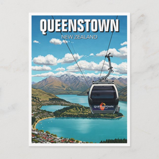 Postal Gondola en Queenstown Viajes de Nueva Zelanda (Anverso)