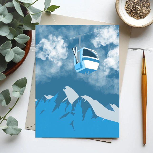 Postal Gondola Ride | Pintura de invierno de Ski Mountain (Subido por el creador)