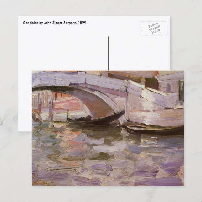 Postal Góndolas de John Singer Sargent, Arte Impresionist (Anverso / Reverso)