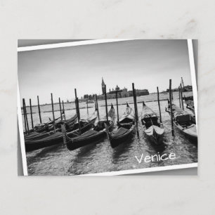 Postal Góndolas en Venecia en blanco y negro