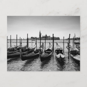 Postal Góndolas en Venecia en blanco y negro