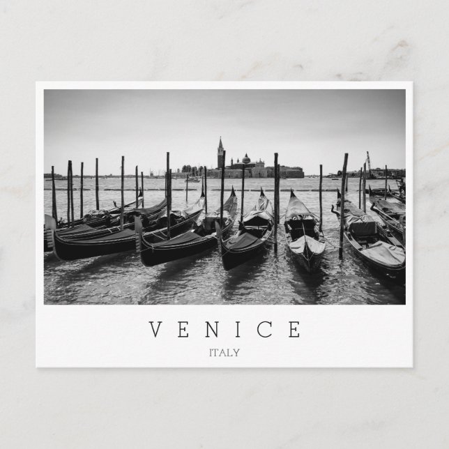 Postal Góndolas en Venecia en blanco y negro (Anverso)