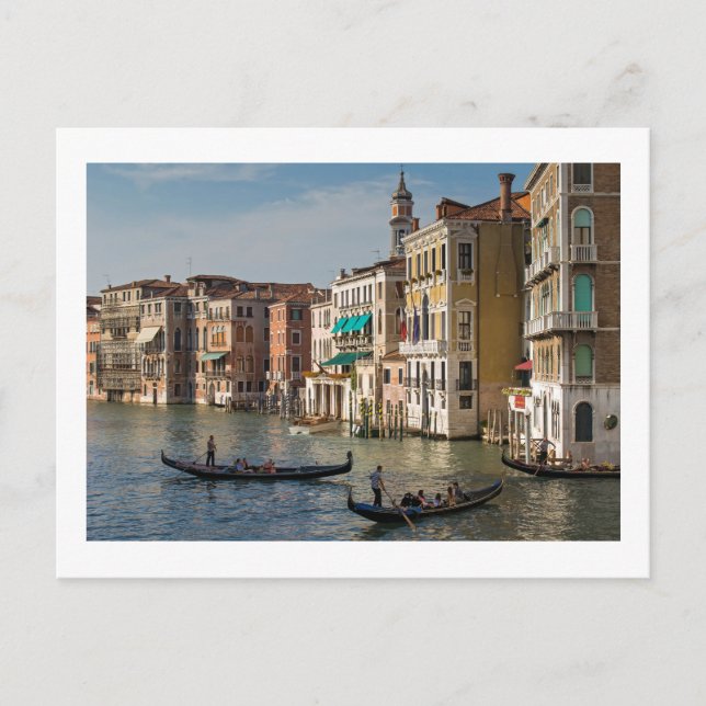 Postal Góndolas y palacios, Gran Canal, Venecia, Italia (Anverso)