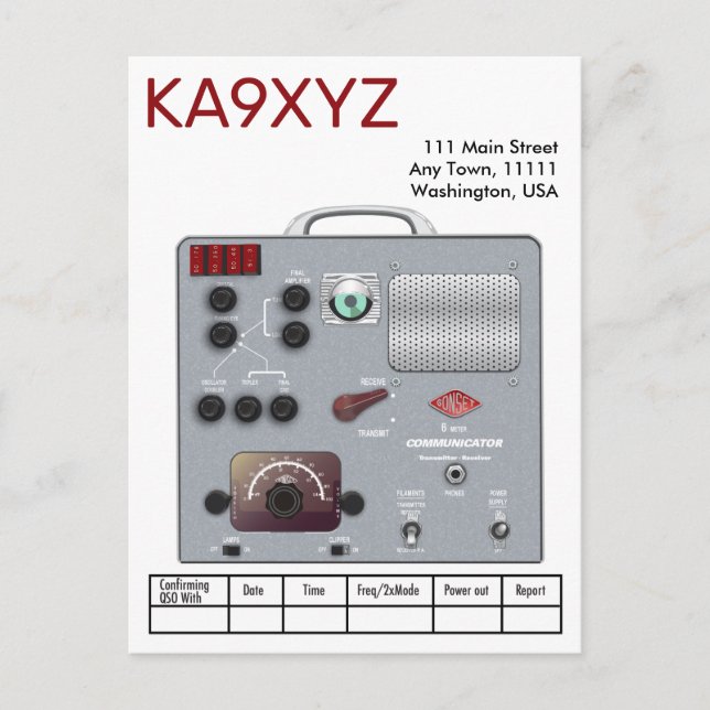 Postal Gonset Communicator Transceptor Radio Amateur QSL (Anverso)