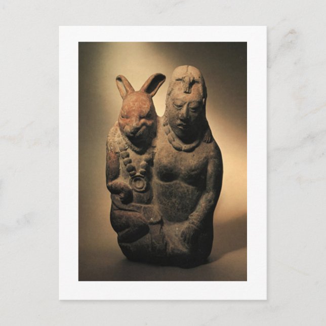 Postal Goodess maya Ixchel y su compañera de conejo (Anverso)