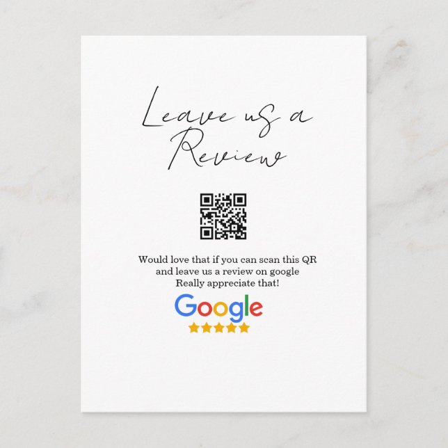 Postal Google review business logo Scan QR review (Anverso)