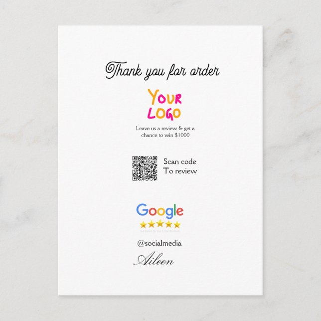 Postal Google review business logo website scan QR code (Anverso)