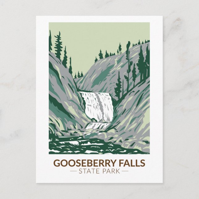Postal Gooseberry Falls Parque Estatal Minnesota Vintage (Anverso)