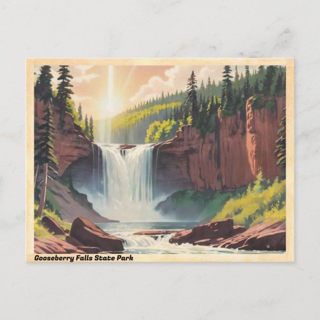 Postal Gooseberry Falls Parque Estatal Vintage (Anverso)