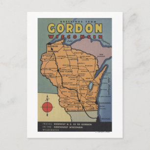 Postal Gordon, Wisconsin - Escenas de letras grandes