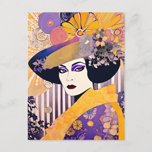 Postal Gorgeous Drag Queen Purple Yellow (Anverso)