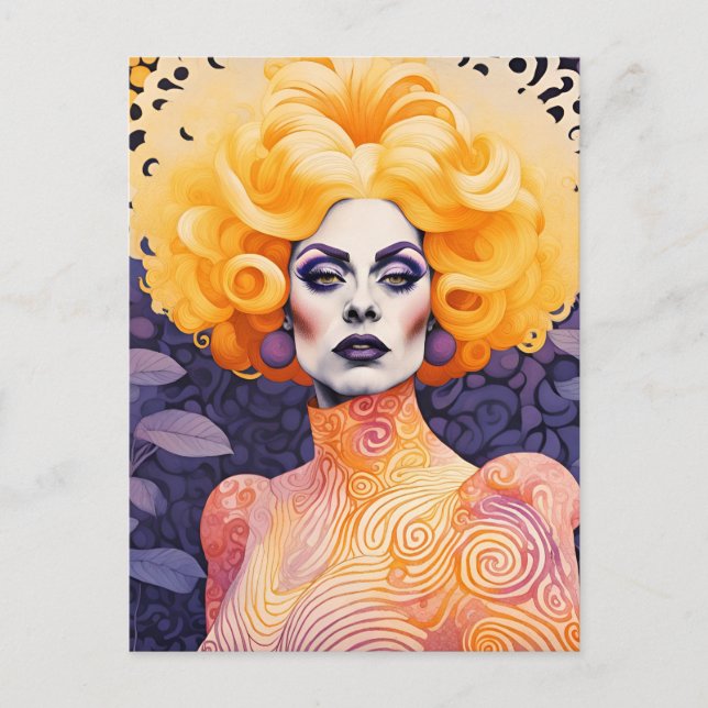 Postal Gorgeous Drag Queen Red Hair (Anverso)