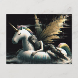 Postal Gorgeous Fairy dormido en el rompecabezas flotante