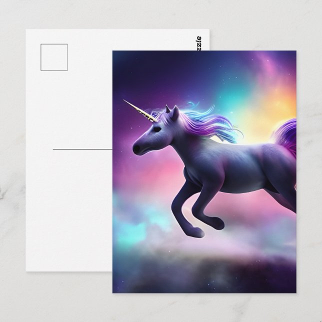 Postal Gorgeous Purple Unicorn (Anverso / Reverso)