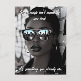 Postal Gorgeous Woman in City with Sunglasses and Quote