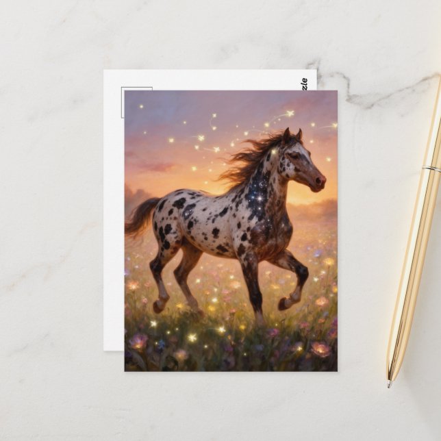Postal Gorgeous Year of the Horse Appaloosa in Meadow (Anverso/Reverso In Situ)
