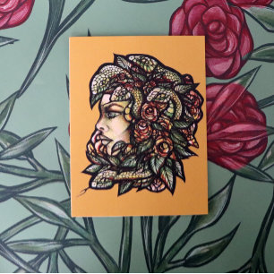 Postal Gorgon de las serpientes verdes de Medusa