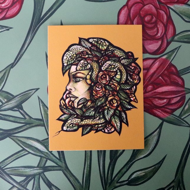Postal Gorgon de las serpientes verdes de Medusa (Subido por el creador)