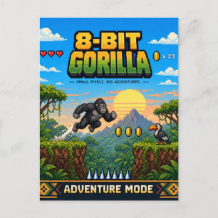 Postal Gorila, Arte de Pixel Retro de 8 Bits