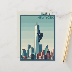 Postal Gorila de Nueva York con tema WPA