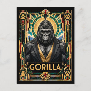 Postal Gorila, fauna y flora Art Déco