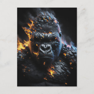 Postal Gorila Infierno – Arte Digital de Bestia de Lava A