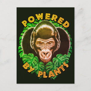 Postal Gorila Vegana - Impulsado Por Plantas Cita