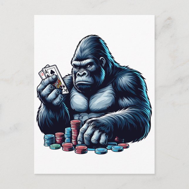 Postal gorilla ape jugar cartas póker jugar casino (Anverso)
