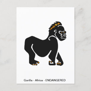 Postal GORILLA gráfica - Ape - Primado - Vida salvaje - N