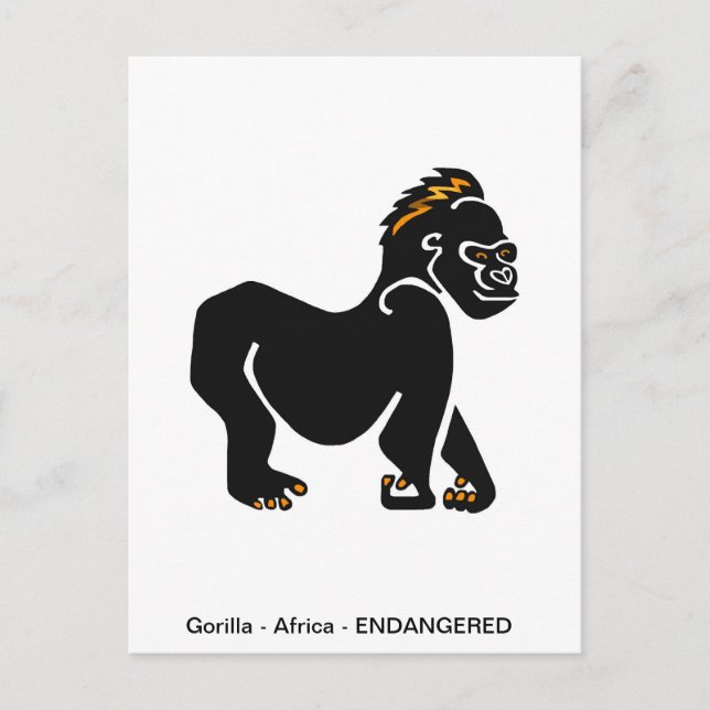 Postal GORILLA gráfica - Ape - Primado - Vida salvaje - N (Anverso)