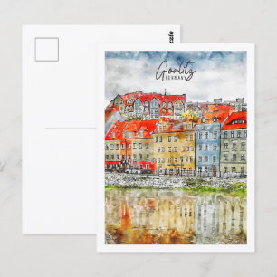 Postal Gorlitz Alemania Travel Place Watercolor