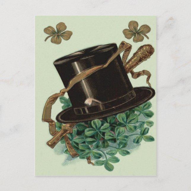 Postal Gorra Clay Pipe Shamrock Cuatro Leaf Clover Shille (Anverso)