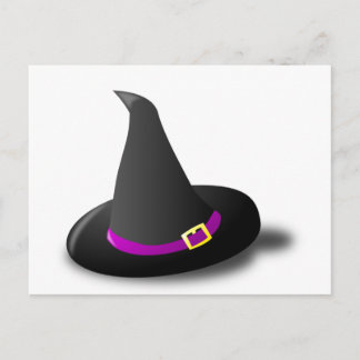 Postal Gorra de brujas negro, púrpura y amarilla con punt