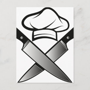 Postal Gorra de Chef y Cuchillos