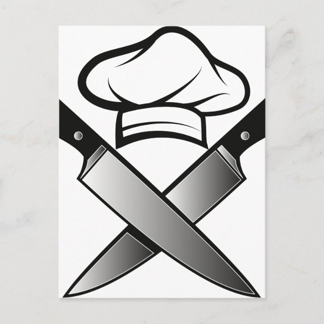 Postal Gorra de Chef y Cuchillos (Anverso)