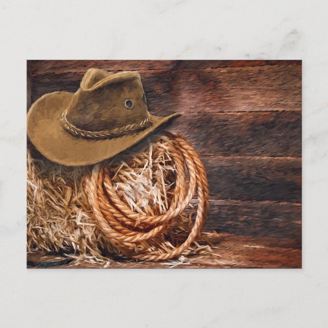 Postal Gorra de cowboy rústico Rope Hay Photo (Anverso)