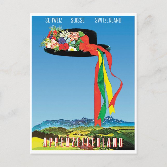 Postal Gorra de flores tradicional en el campo de Appenze (Anverso)