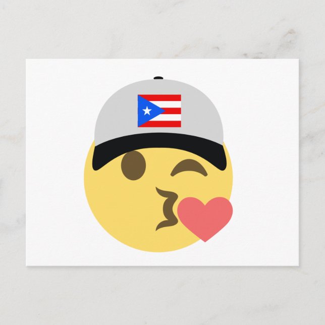 Postal Gorra de Puerto Rico despierta Emoji (Anverso)