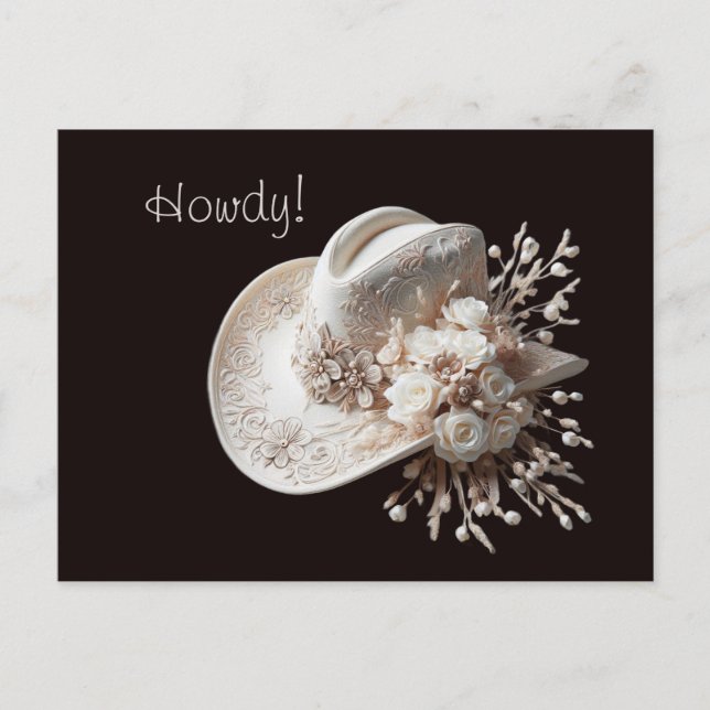 Postal Gorra de vaca blanca con flores (Anverso)