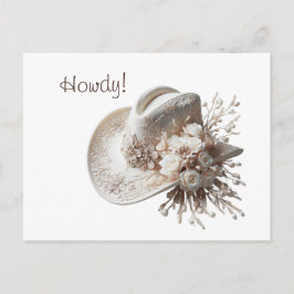 Postal Gorra de vaca blanca con flores