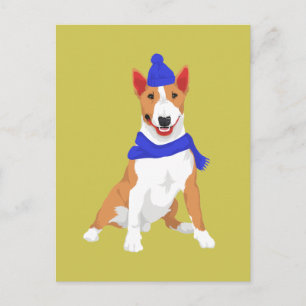 Postal Gorra del invierno y miniatura azules bull terrier