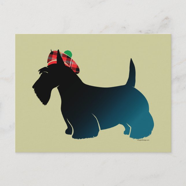 Postal Gorra Escocés Terrier Red Plaid (Anverso)