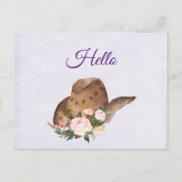 Gorra marrón de vaca con flores rosadas Hola