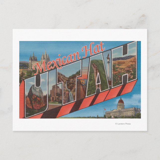 Postal Gorra mexicano, Utah - Escenas de letras grandes (Anverso)