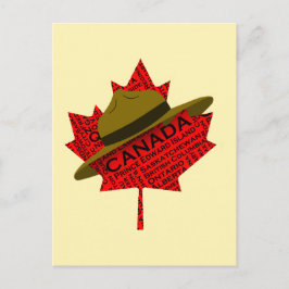 Postal Gorra Montañés Canadiense sobre la hoja de arce ro