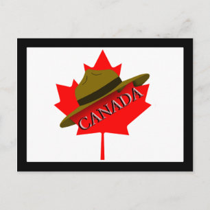 Postal Gorra Montañés Canadiense sobre la hoja de arce ro