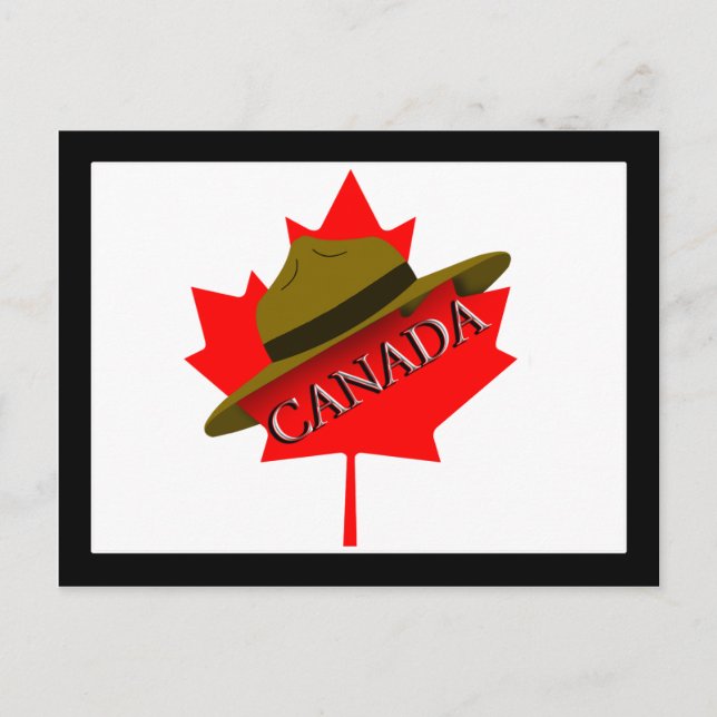 Postal Gorra Montañés Canadiense sobre la hoja de arce ro (Anverso)