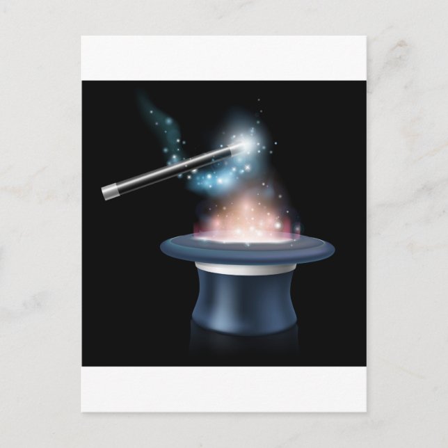 Postal Gorra y varita de truco mágico (Anverso)