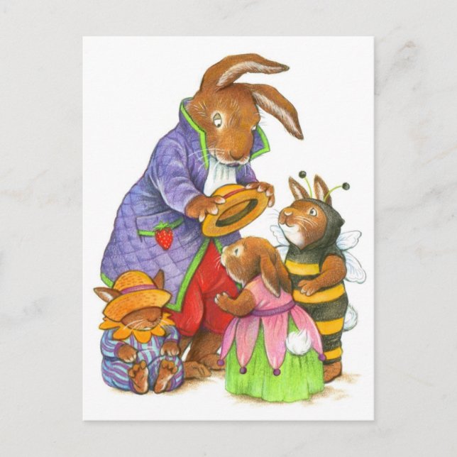 Postal Gorras conejitas de Katy Bratun (Anverso)