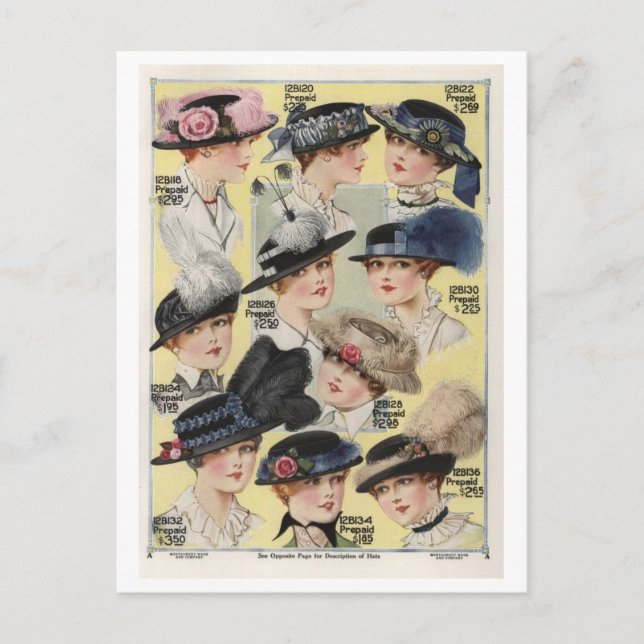 Postal Gorras del Catálogo de Bodegas Montgomery de Vinta (Anverso)